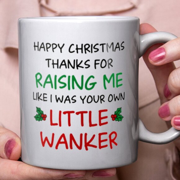11oz White Mug for Stepdad – Happy Christmas Thanks for Raising Me - Picture 3 of 4